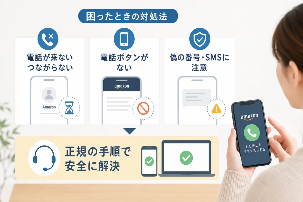 電話が来ない・つながらない・電話ボタンがないときの対処