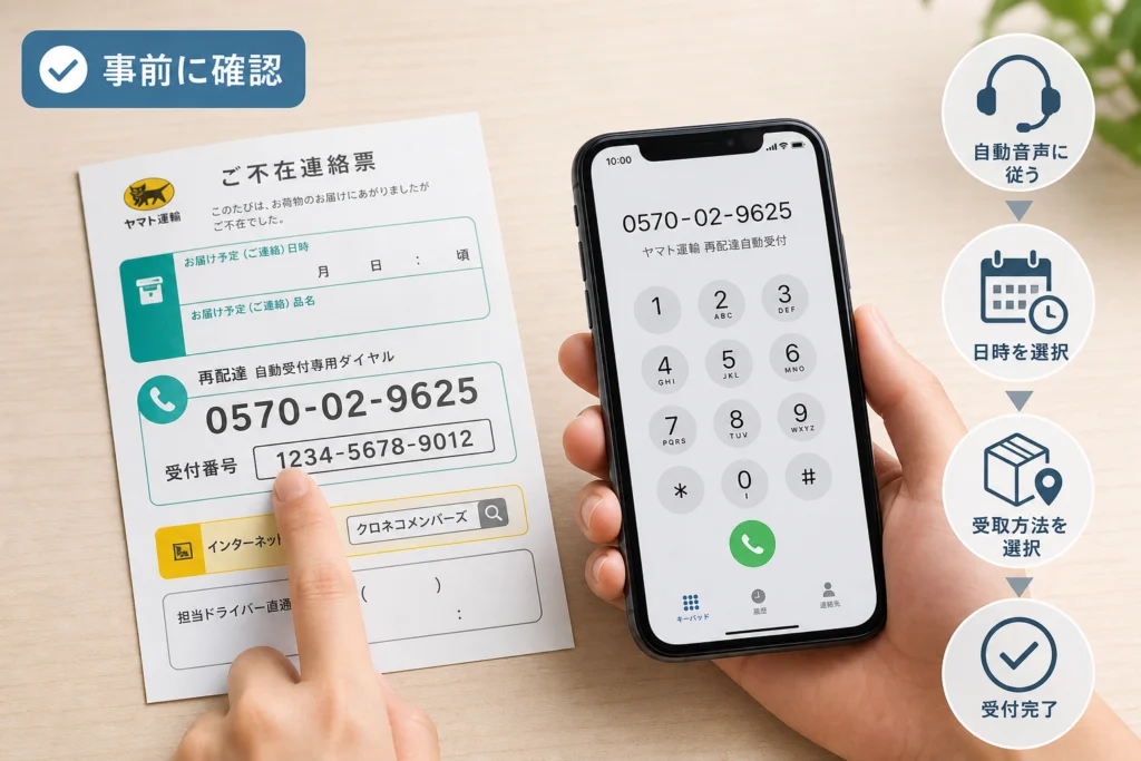 電話をかける前に、不在連絡票のどこを見る?