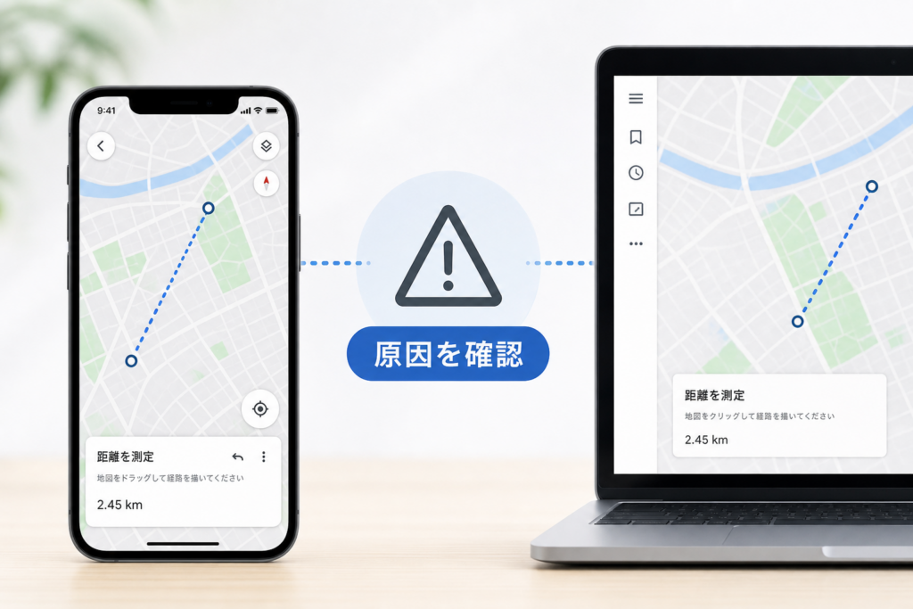 Googleマップで距離測定が「できない」「出ない」原因と対処法