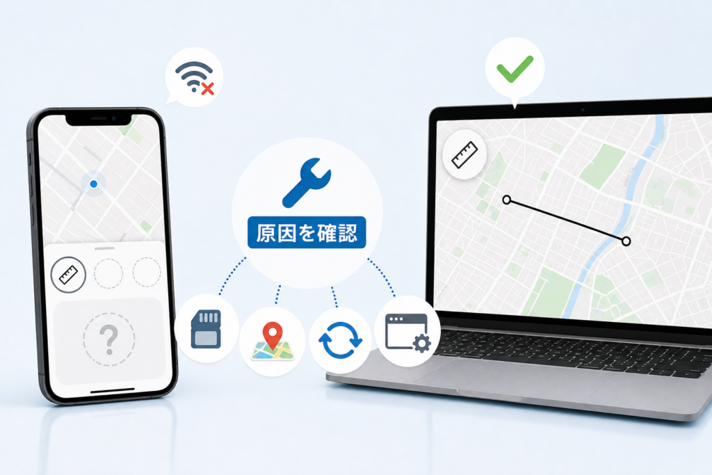 Googleマップで距離測定が「出ない」「できない」原因と対処法