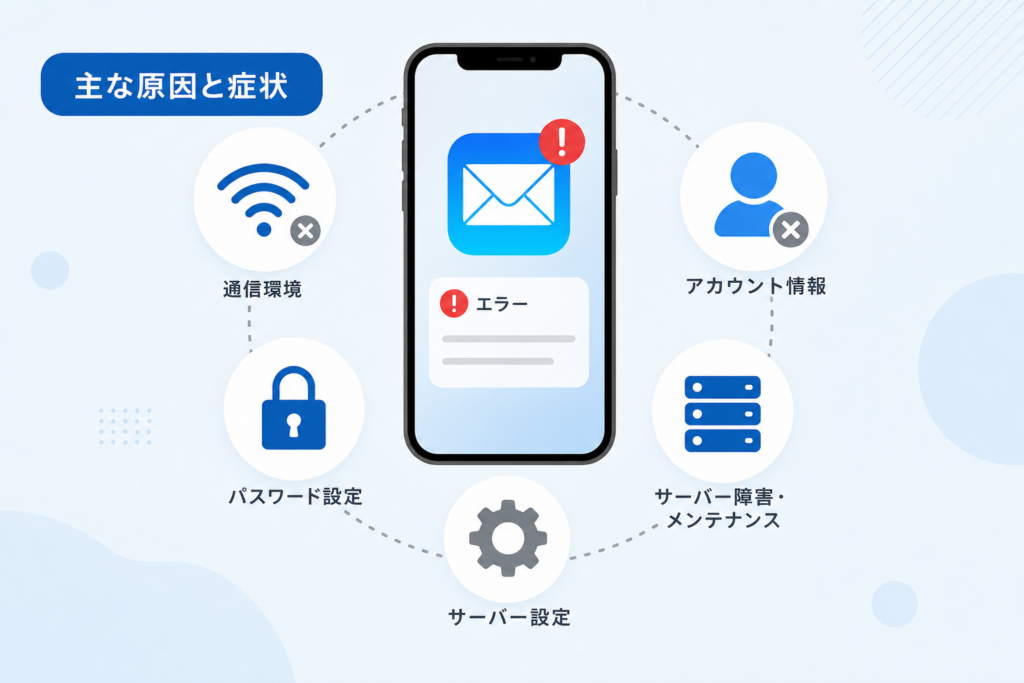 iPhoneでメールアカウントエラーが出る主な原因と症状の一覧