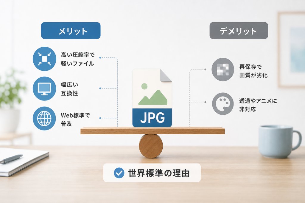 JPGのメリット・デメリット|なぜ世界標準になったのか