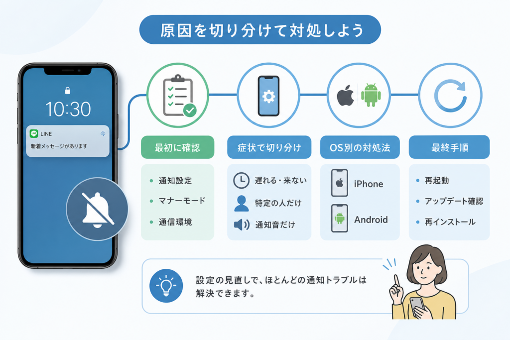 LINEの通知が届かない原因を症状から切り分ける