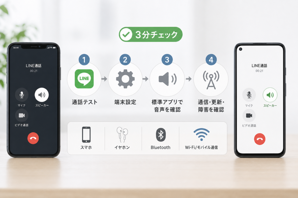 LINEの通話テストと標準アプリでマイク・スピーカーを診断する