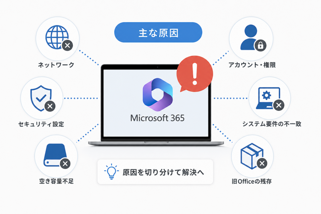 Microsoft 365のインストールに失敗する主な原因