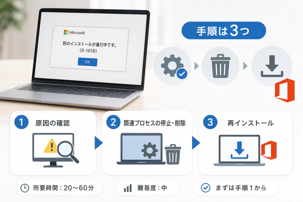 Officeエラー0-1018は、どう操作して解消を試す？