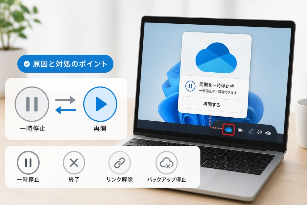 OneDriveの同期が勝手に一時停止する原因と対処