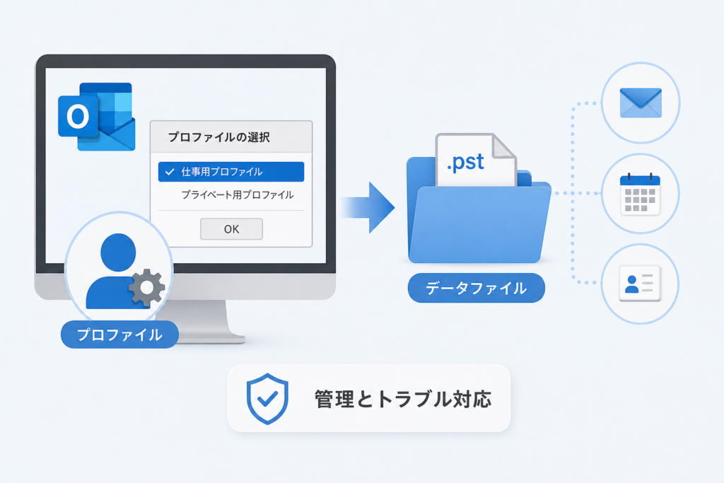 Outlookのメールプロファイルとは？データファイルの管理とトラブル対応