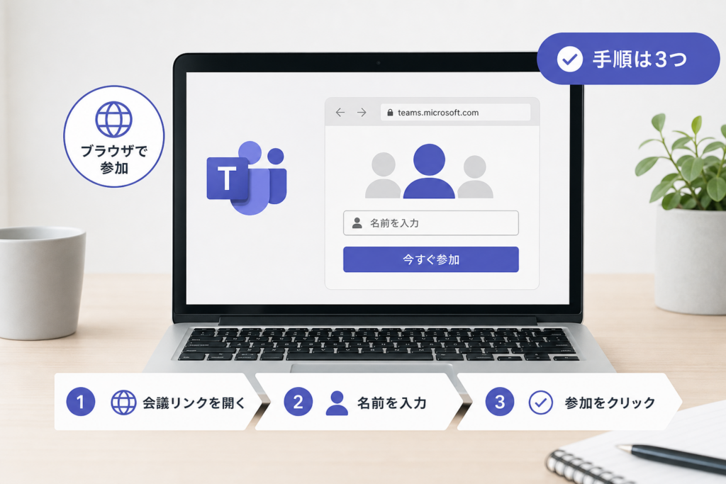 PCブラウザからアカウントなし・ゲストでTeams会議に参加する手順