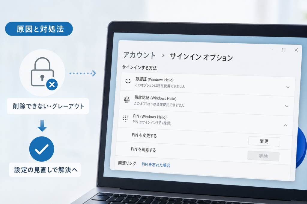PIN削除時のパスワード確認で止まる場合