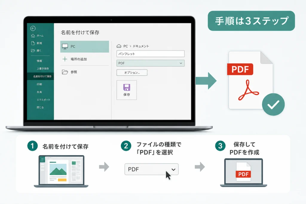 Publisherがある場合：.pubファイルをPDFとして保存する手順