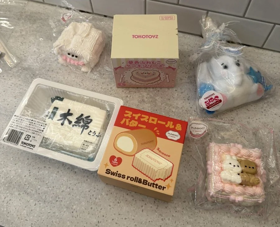 PUNIKKO 池袋パルコ店で買った6点(木綿豆腐・スイスロール&バター・夢色ふわもこケーキ・クマのケーキ・白いクリームのケーキ・ふわふわぞうさん)