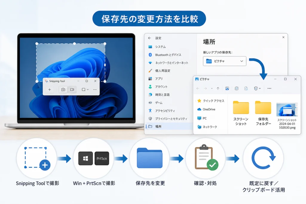 Snipping Toolで撮った画像の保存先はどう変える？