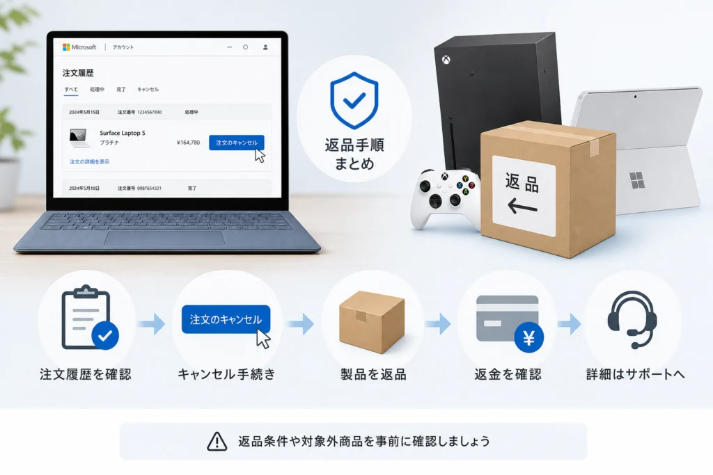 Surface・Xbox本体・アクセサリを返品する方法