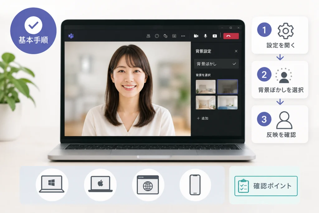Teamsの背景ぼかしを設定する基本手順