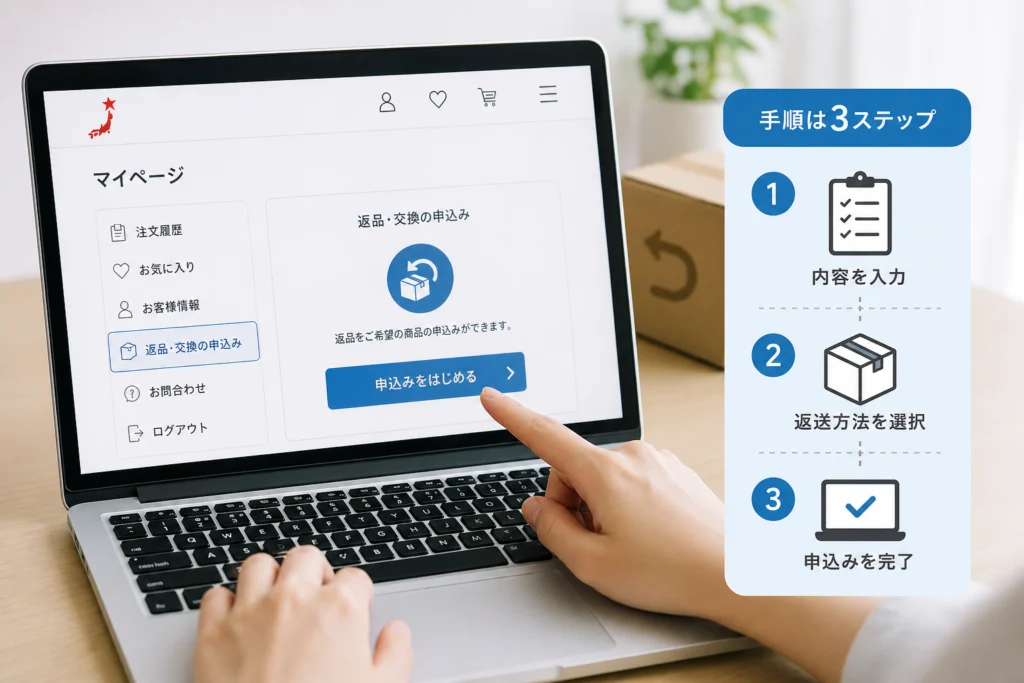 WEB・マイページで返品を申し込む手順