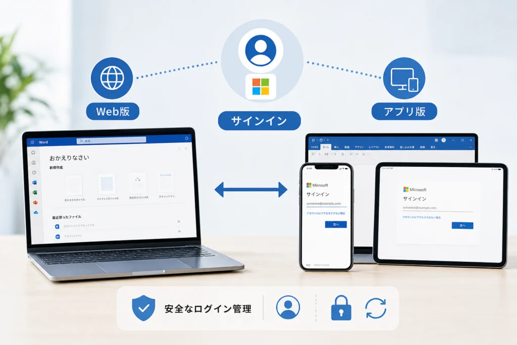 Web版Wordにログインする手順