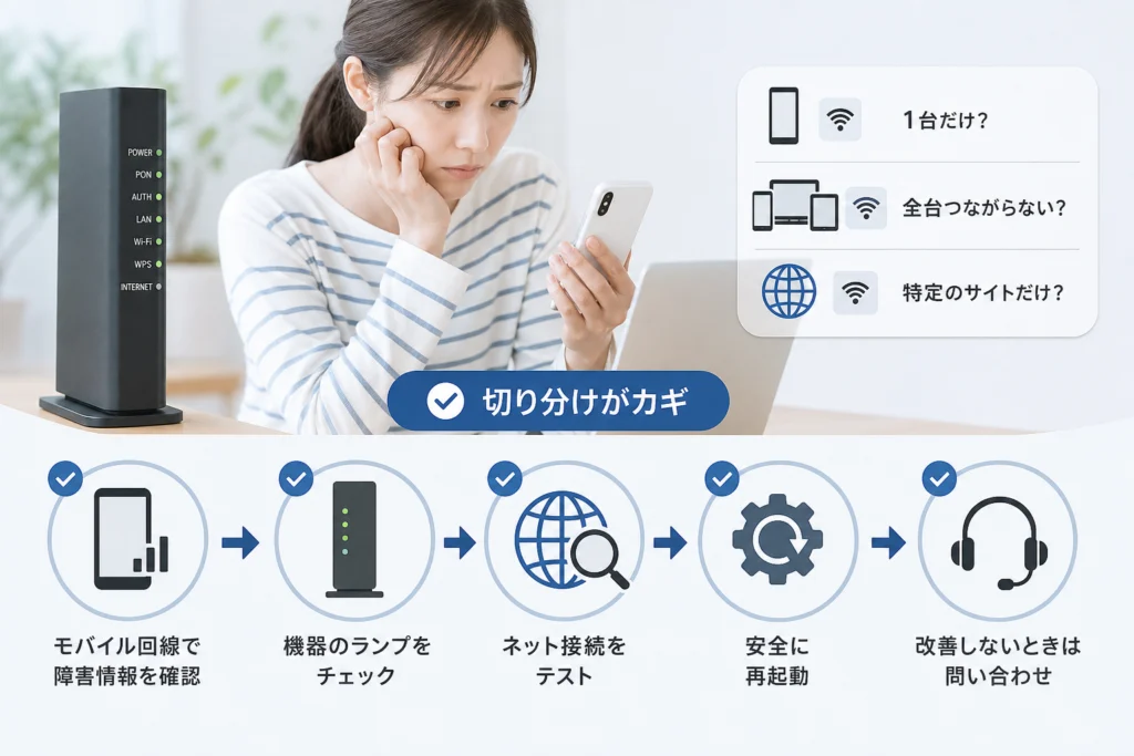 Wi-Fiに接続できないのか、接続できてもネットが使えないのか