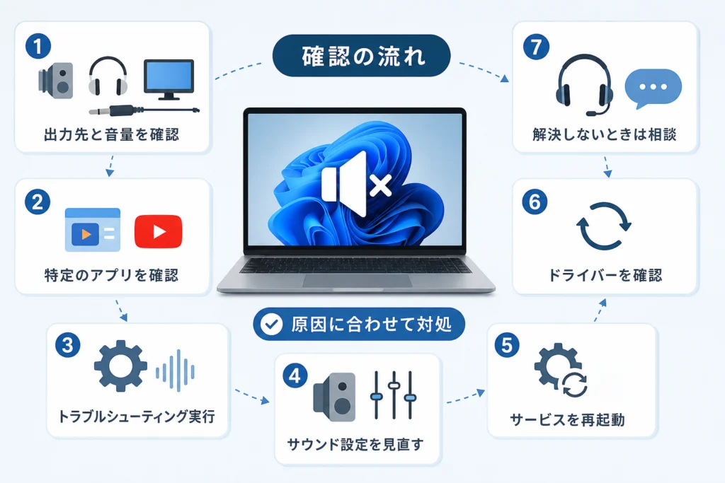 Windows 11の音声トラブルシューティングはどう実行する？