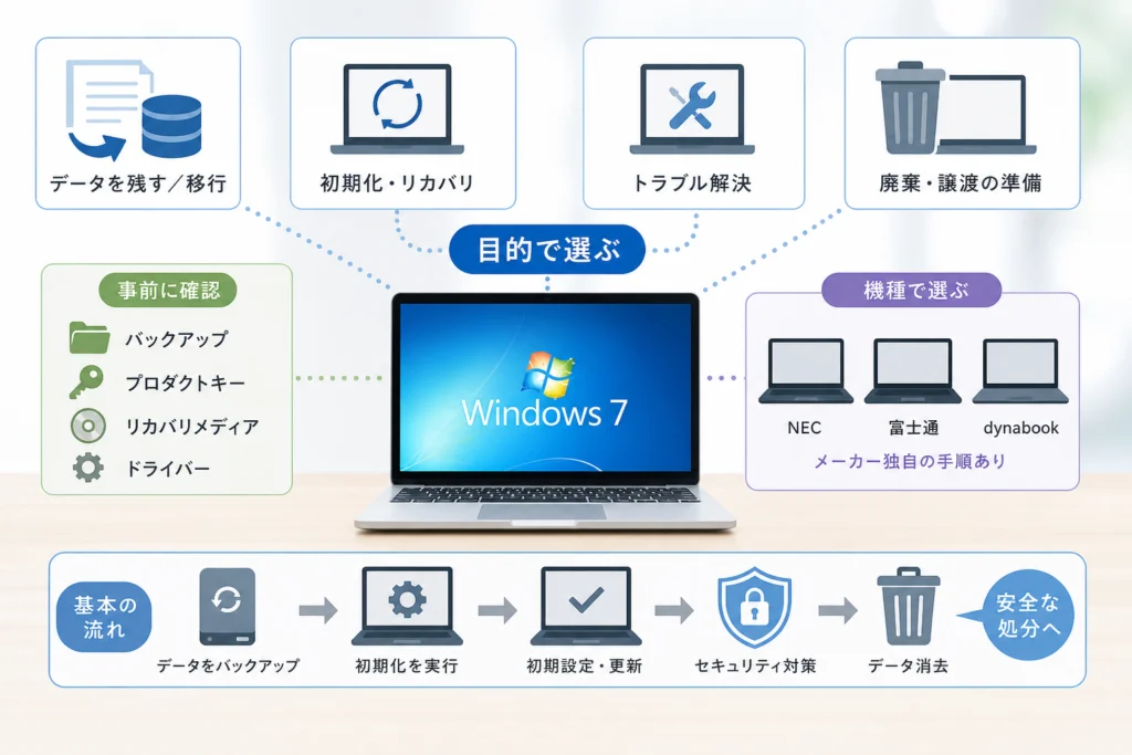 Windows 7の初期化方法は目的と機種で選ぶ
