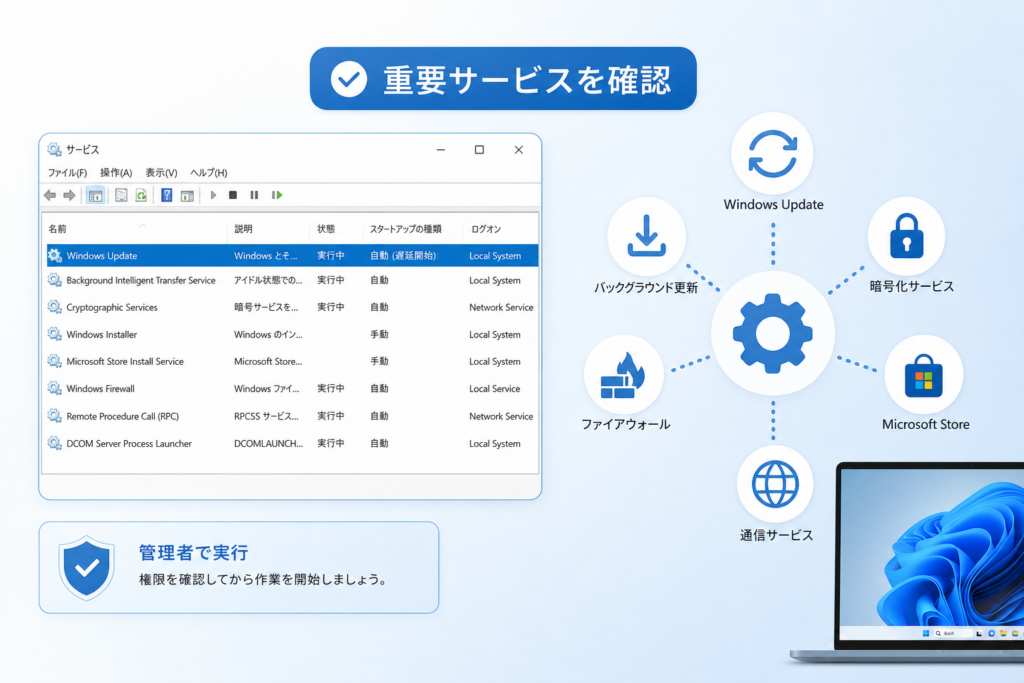 Windows Updateで確認するサービスと役割