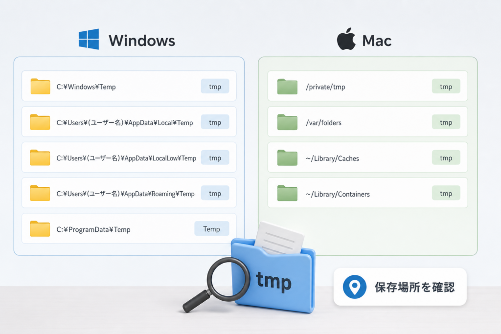 Windows・Macにおけるtmpファイルの保存場所（パス一覧）