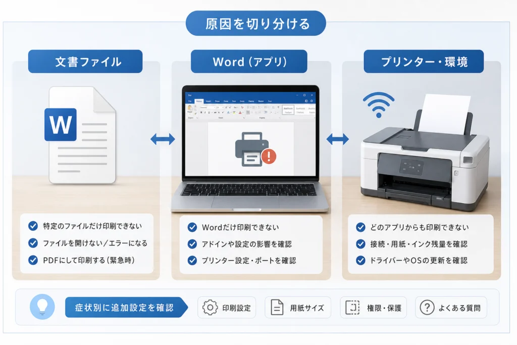 Word・文書ファイル・プリンターのどこに原因がある?