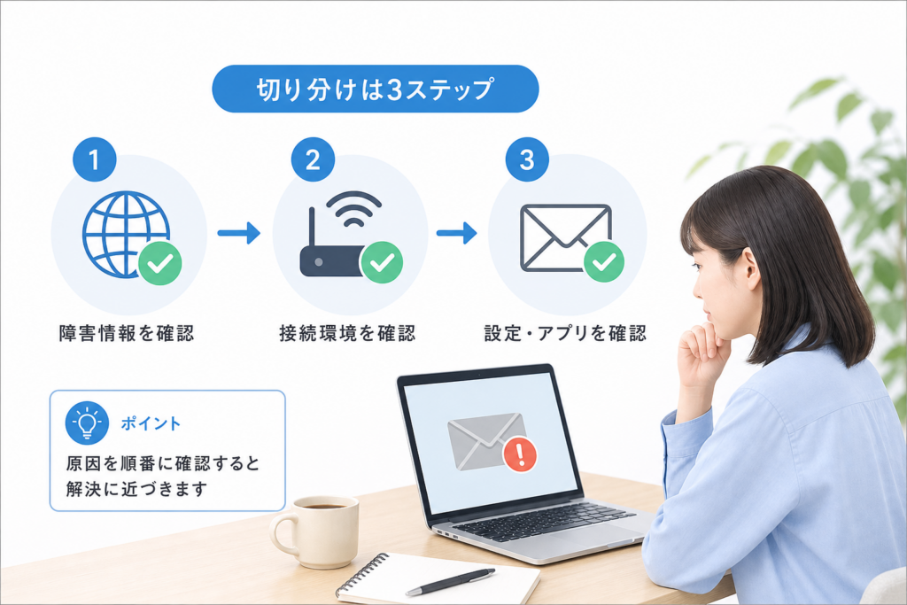 Yahoo!メールが機能しない原因の切り分け手順
