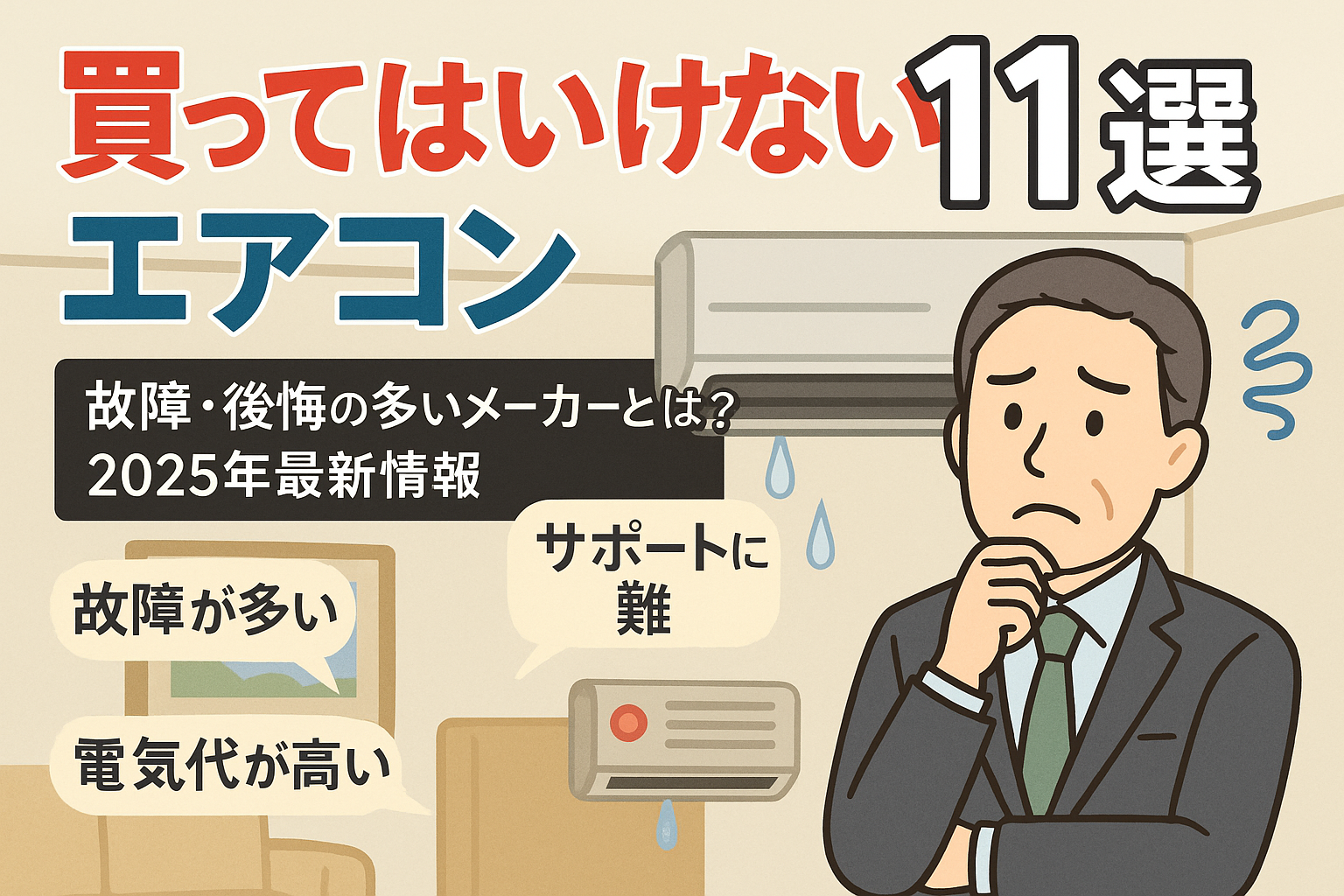 買ってはいけないエアコンメーカー11選｜故障率や後悔事例を専門